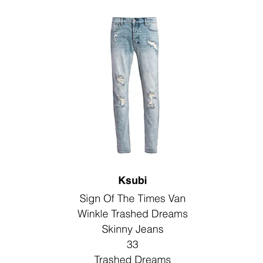 Ksubi Sign of the Times Van Winkle Trashed Dreams Skinny Jeans.